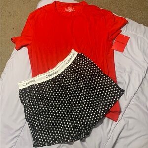 Calvin Klein Vibrant Red Tee and Starry Boxers